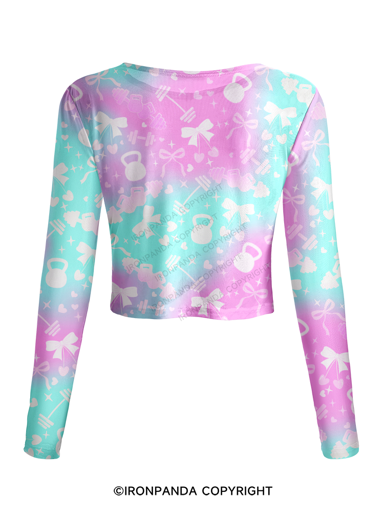 SWEET COOL STYLE DUMBBELL KETTLEBELL HEART Mesh Long Sleeve Top