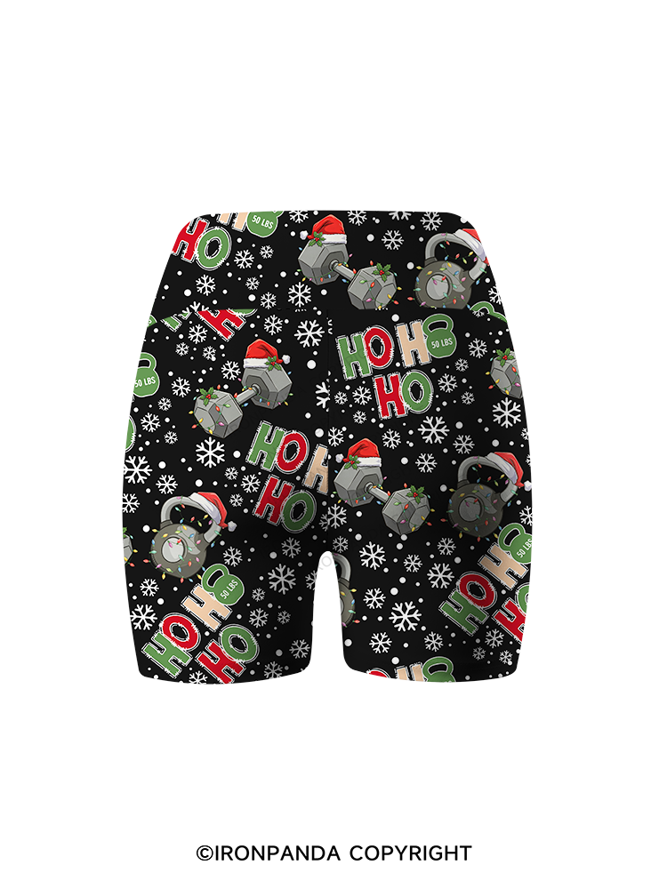 HOHOHO MERRY LIFTMASS Printed Yoga Cycling Shorts