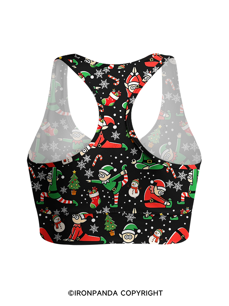 Funny Christmas Elf Racerback Sports Bra