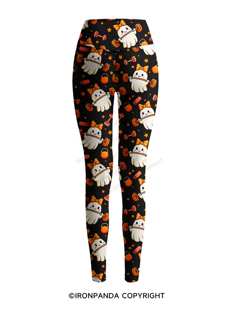 WORKING ON MY BOOTY FUNNY GHOST Printed Yoga Pants