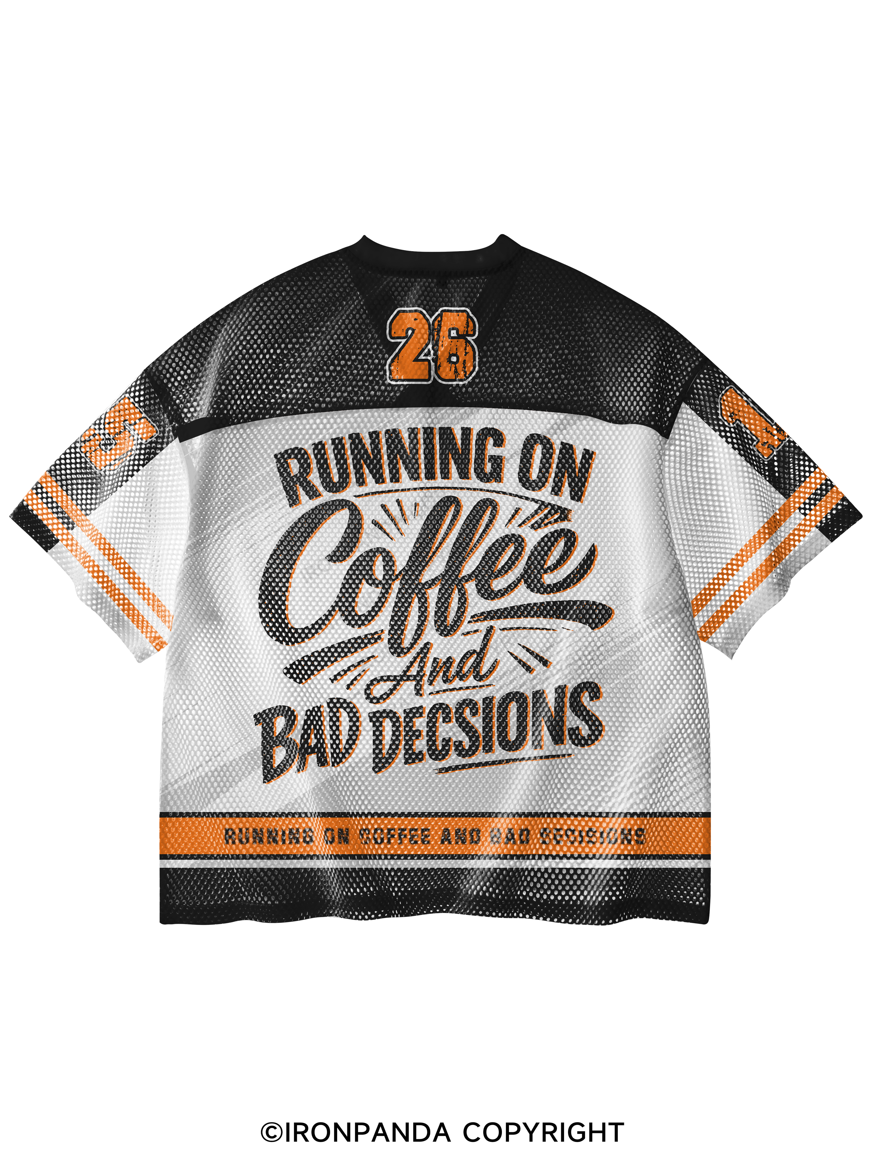 Running On Coffee And Bad Decisions V-Neck Open Hole Mesh Top