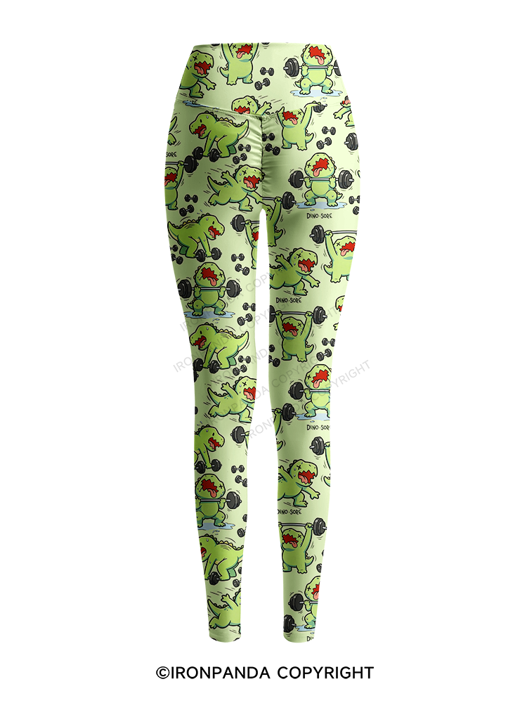 ANGRY LITTLE DINO STRENGTH CAMP Printed Yoga Pants