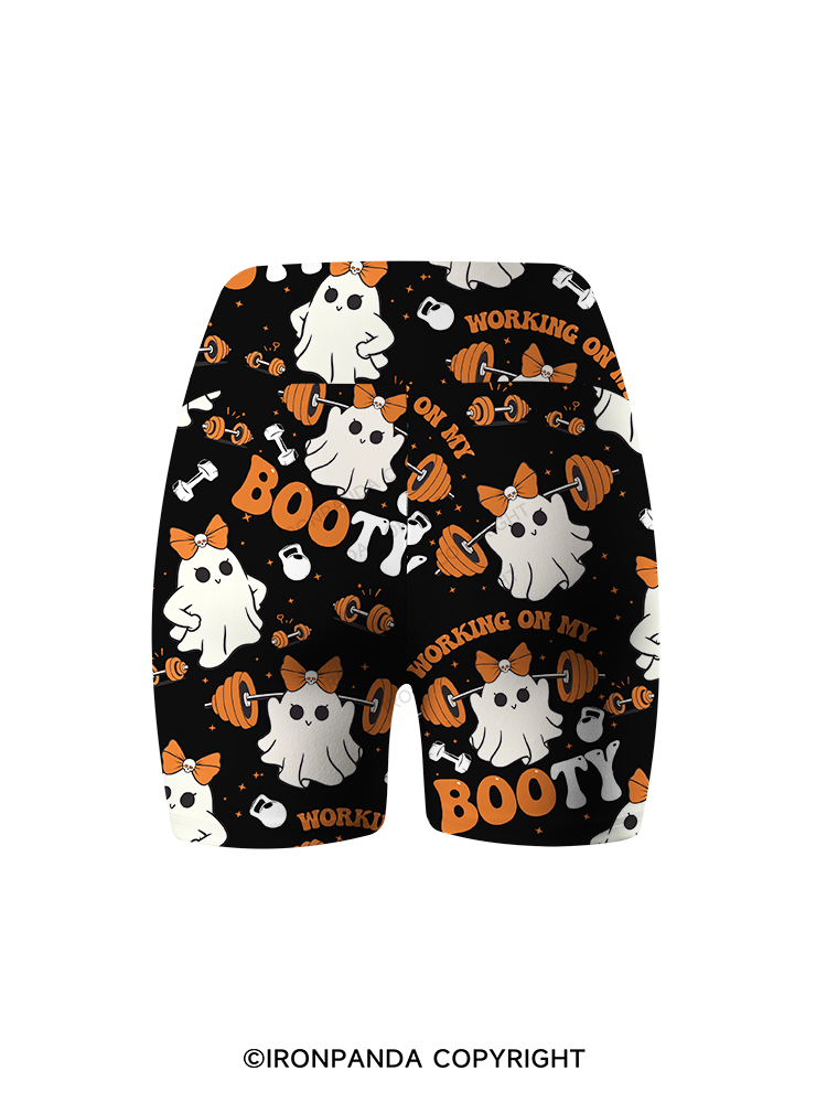 Working On My Booty Printed Yoga Cycling Shorts