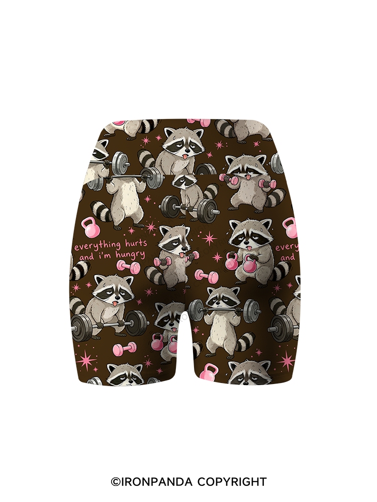 Everything Hurts And I’m Hungry Printed Yoga Cycling Shorts
