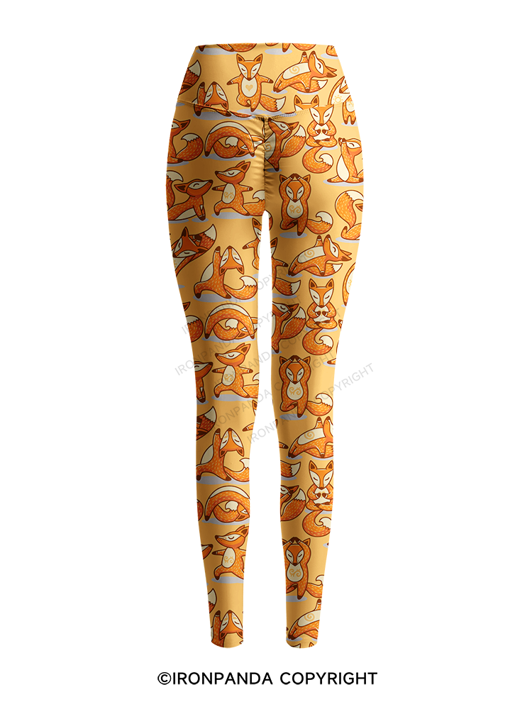 YOGA FOXES IN THE WARM MORNING SUN Printed Yoga Pants