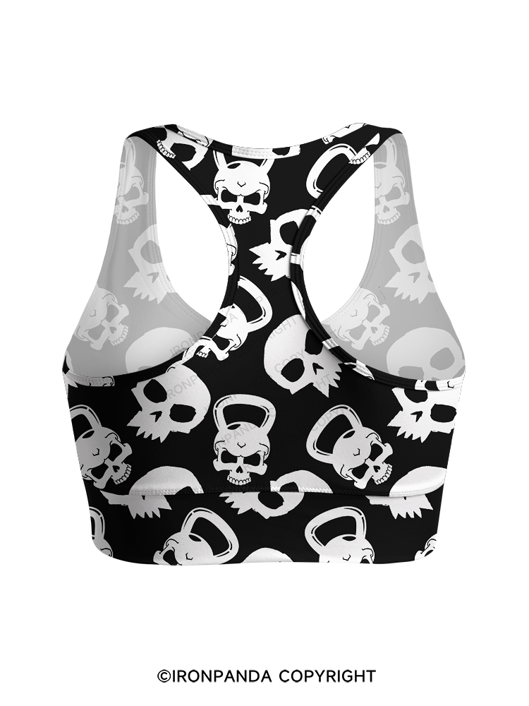KETTLEBELL SKULL FITNESS Yoga Racerback Sports Bra