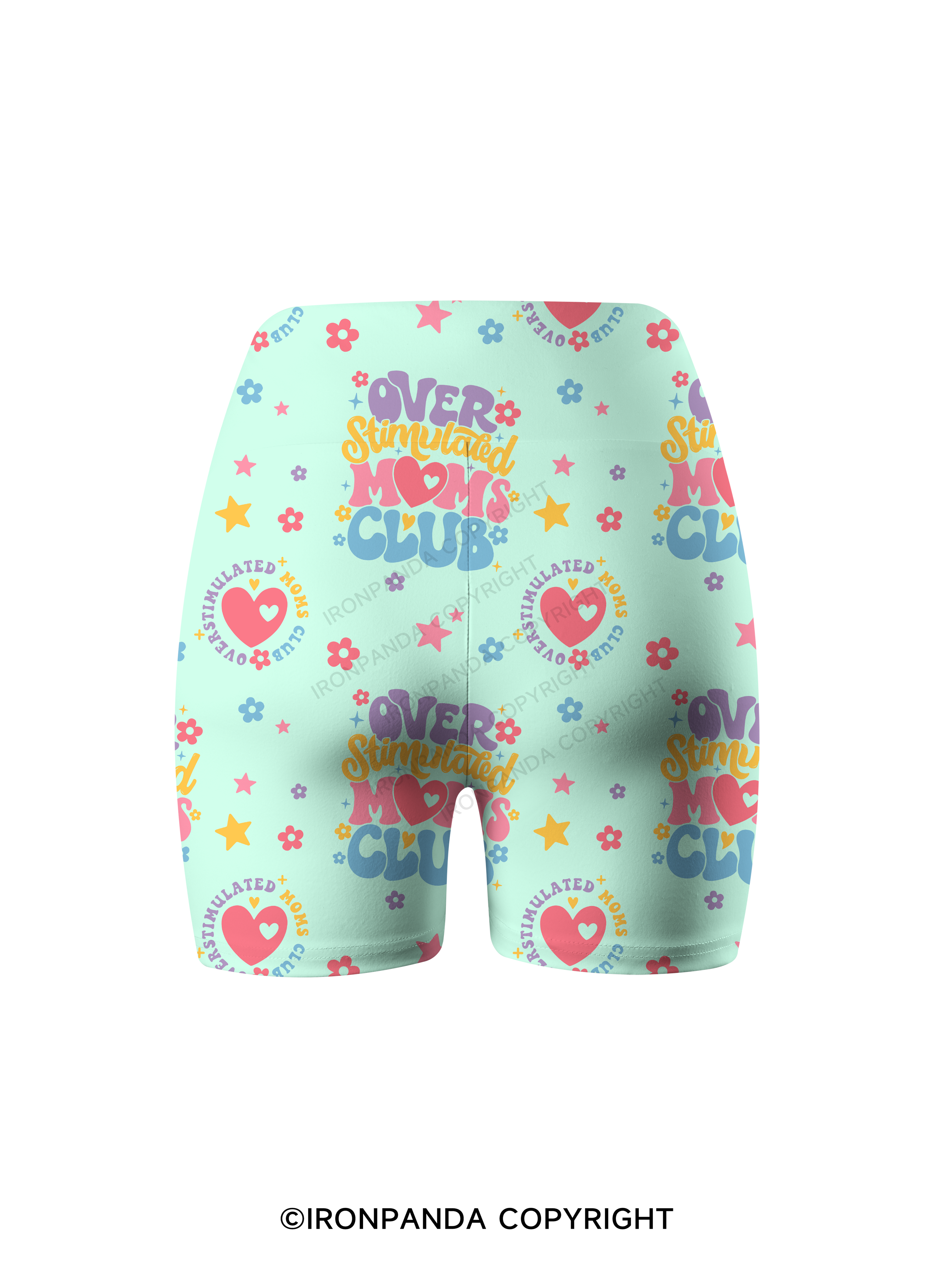 OVER STIMULATED MOMS CLUB WORKOUT Printed Yoga Cycling Shorts