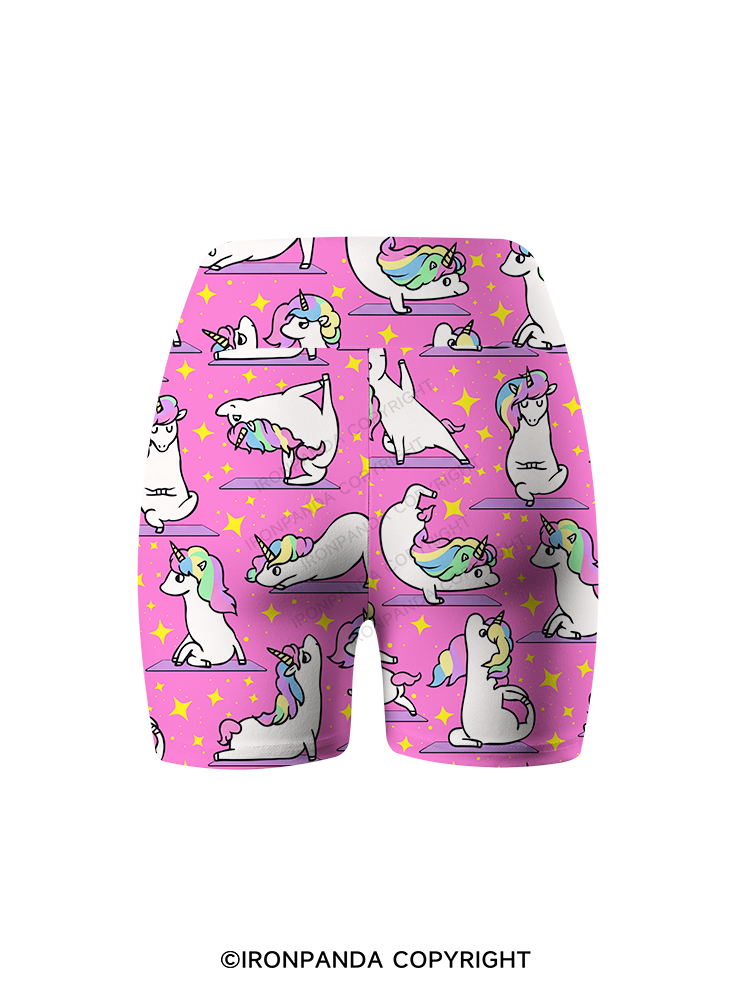 MAGICAL UNICORN STRETCH CLASS Printed Yoga Cycling Shorts