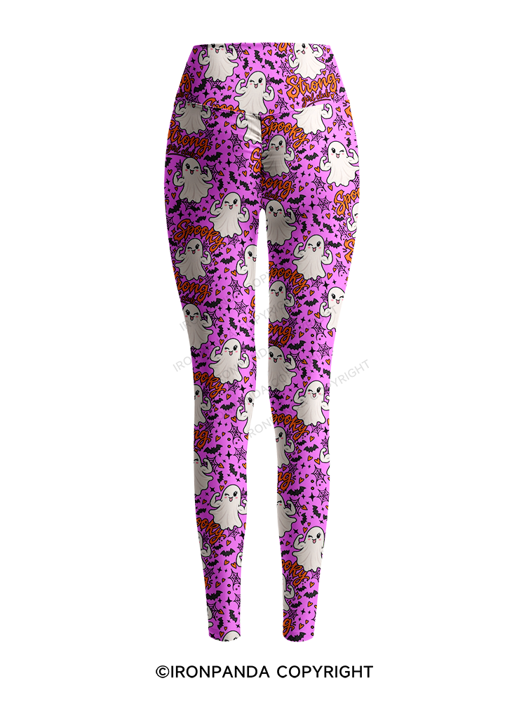spooky strong girl club Printed Yoga Pants