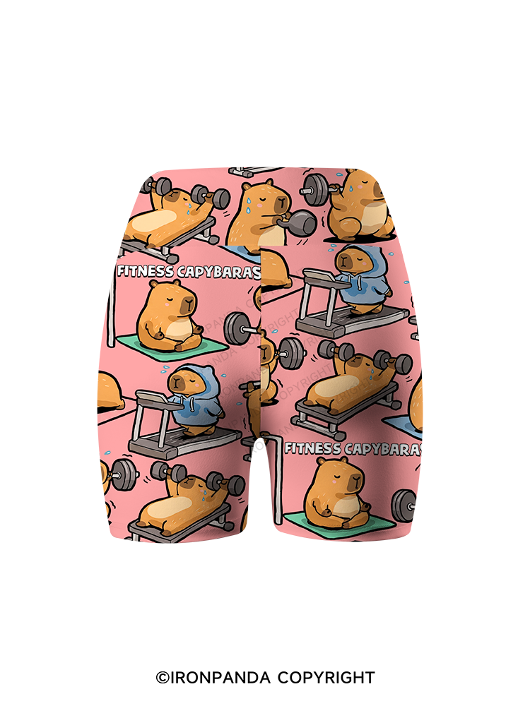 Fitness Capybara Printed Yoga Cycling Shorts