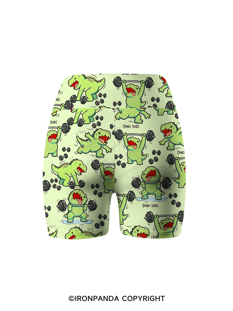 ANGRY LITTLE DINO STRENGTH CAMP Printed Yoga Cycling Shorts