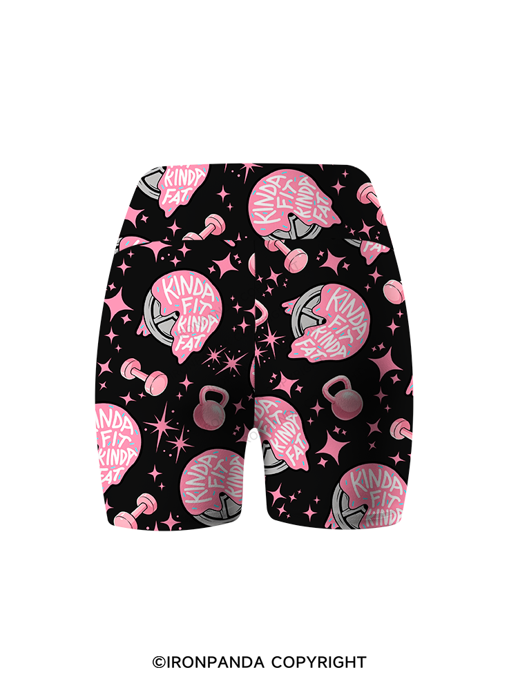 KINDA FIT KINDA FAT DONUT PLATE Printed Yoga Cycling Shorts