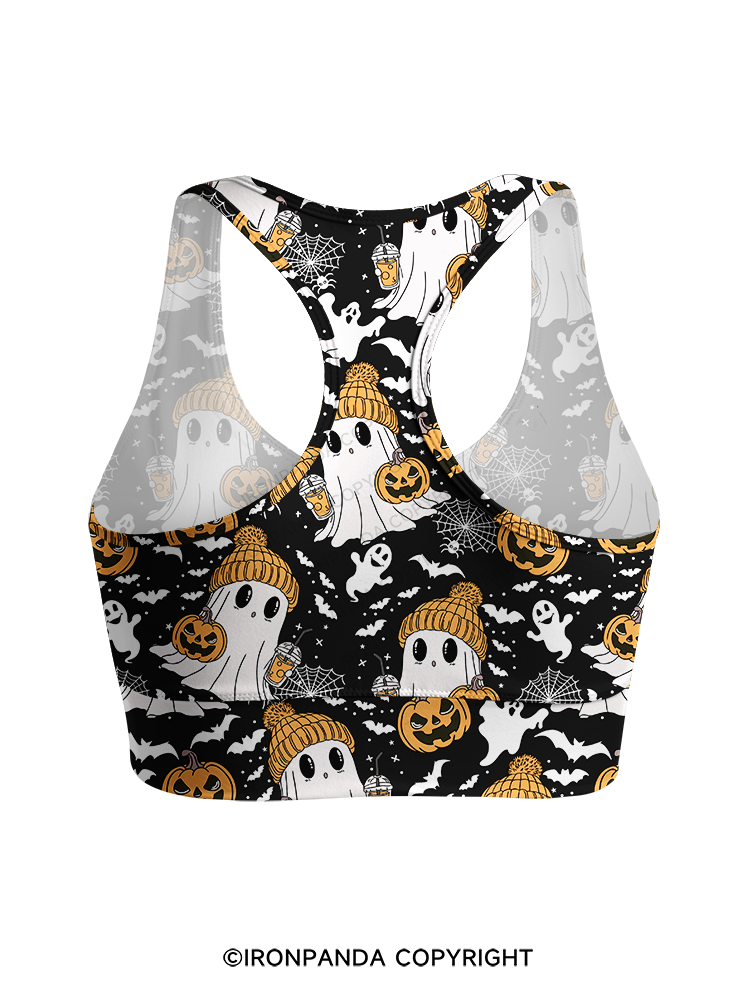 GHOST WITH ICED COFFEE Racerback Sports Bra