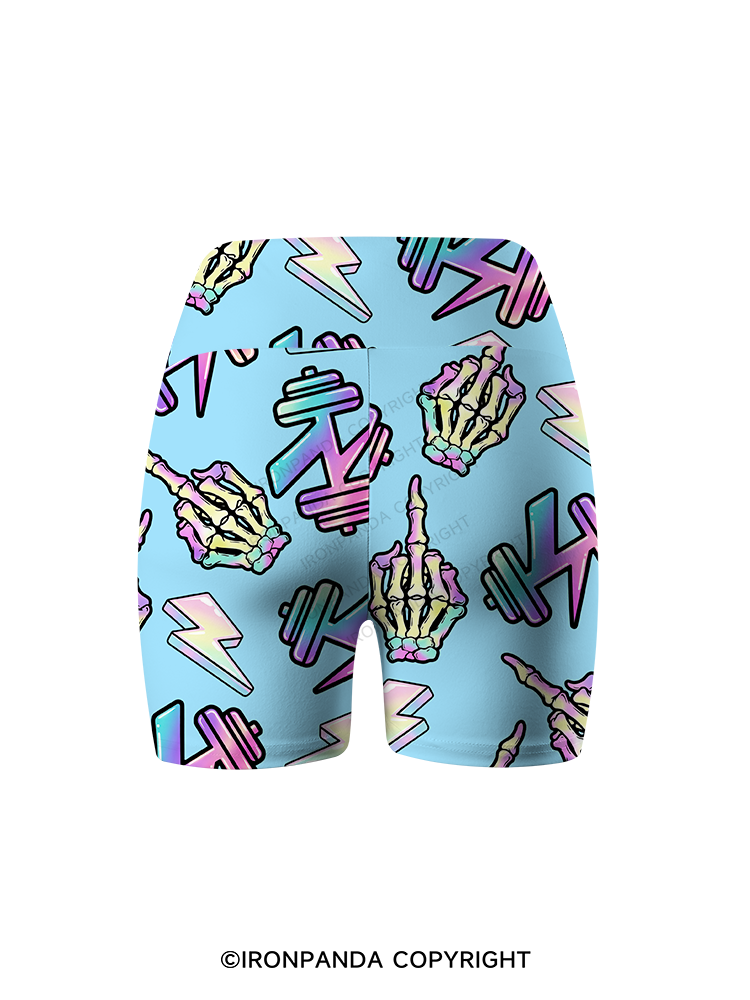 Rebellious Skeleton Printed Yoga Cycling Shorts
