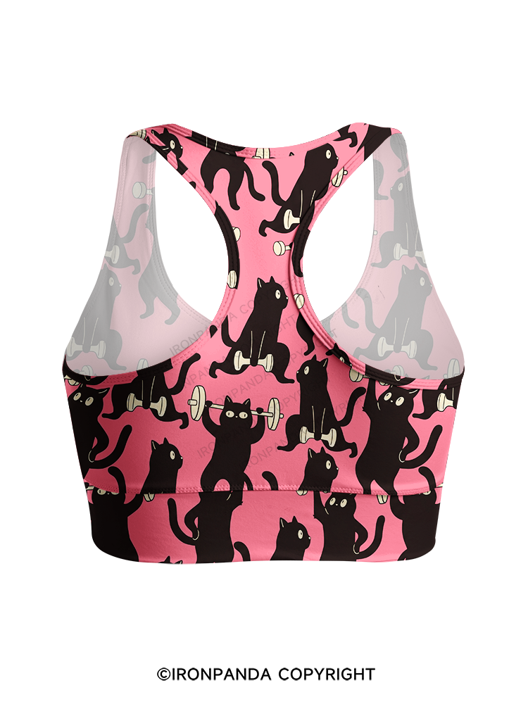 Funny Cat Gym Racerback Sports Bra