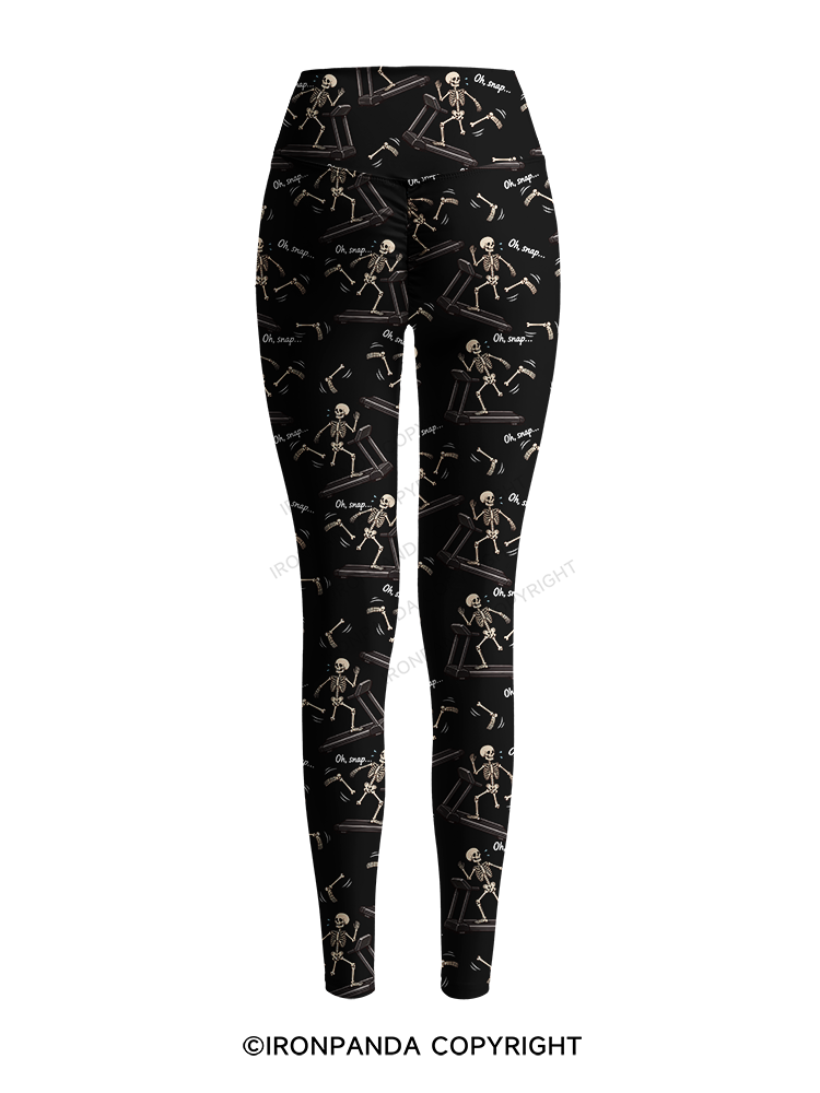 Oh Snap Funny Skeleton Printed Yoga Pants