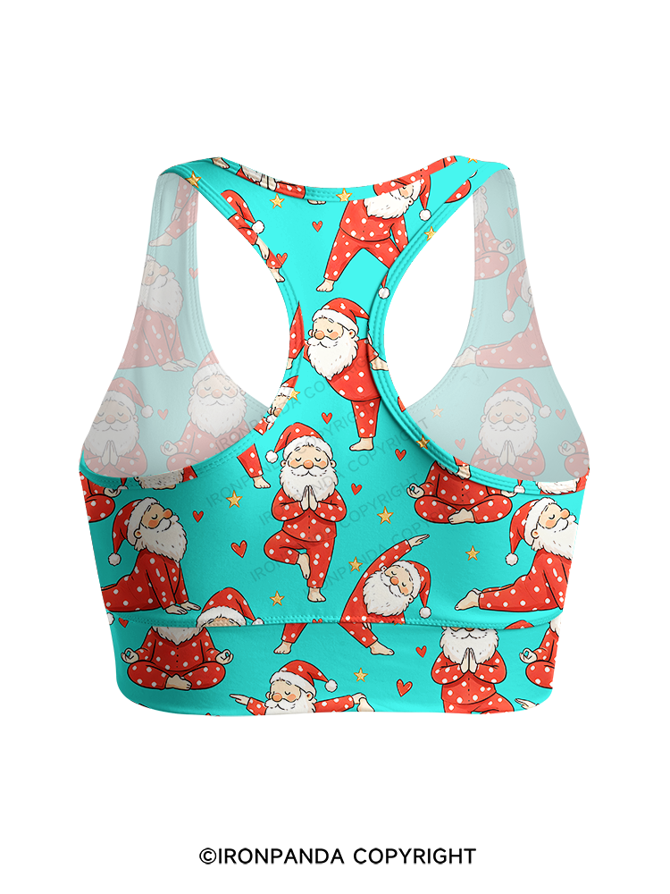 Funny Santa Yoga Racerback Sports Bra
