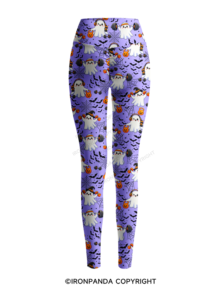 GHOST GYM OF PUMPKINS AND BARBELLS Printed Yoga Pants