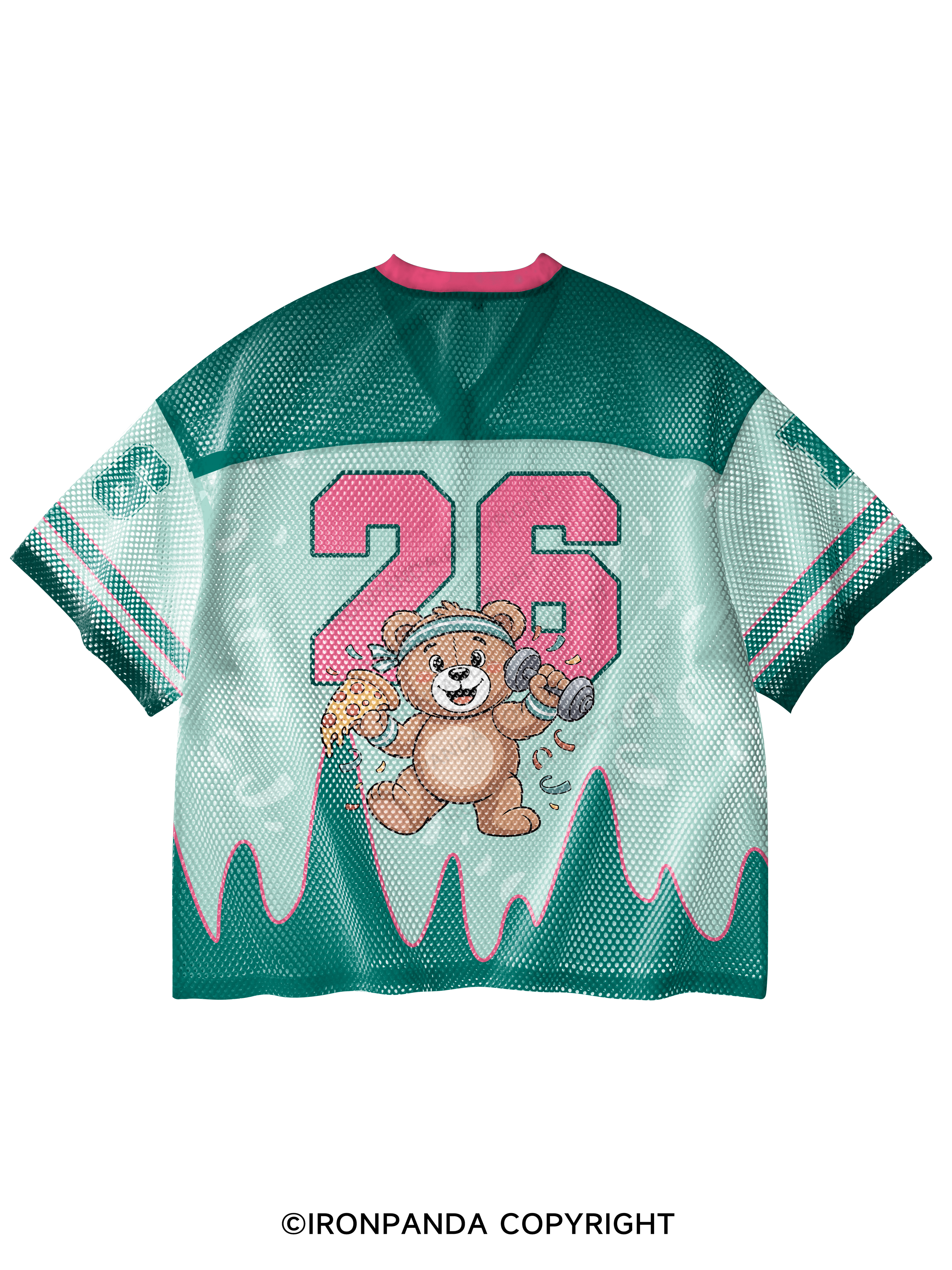kinda fit sorta fat bear V-Neck Open Hole Mesh Top
