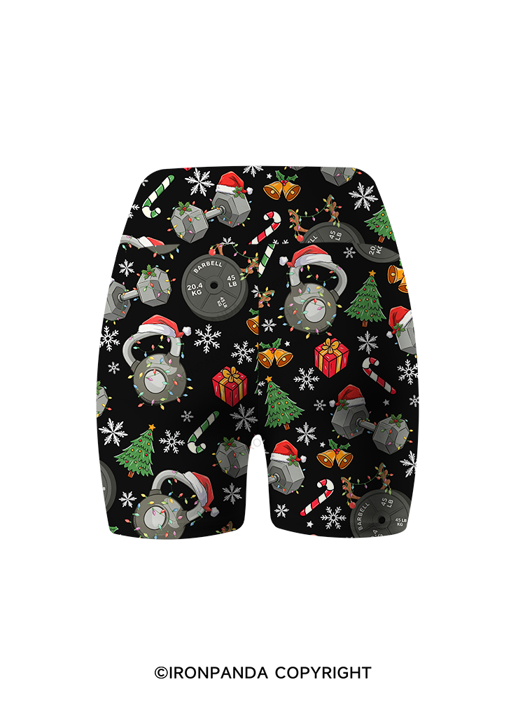 Christmas Fitness Printed Yoga Cycling Shorts