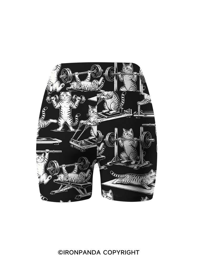 Fitness Cute Cat Printed Yoga Cycling Shorts