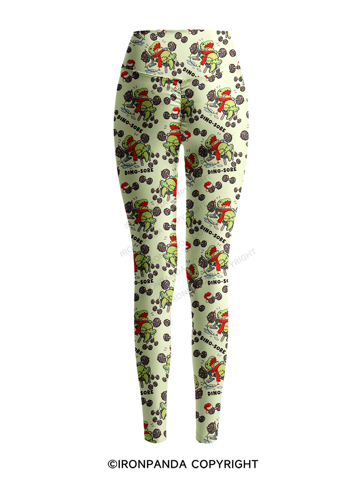 Christmas Workout DINO-SORE Printed Yoga Pants