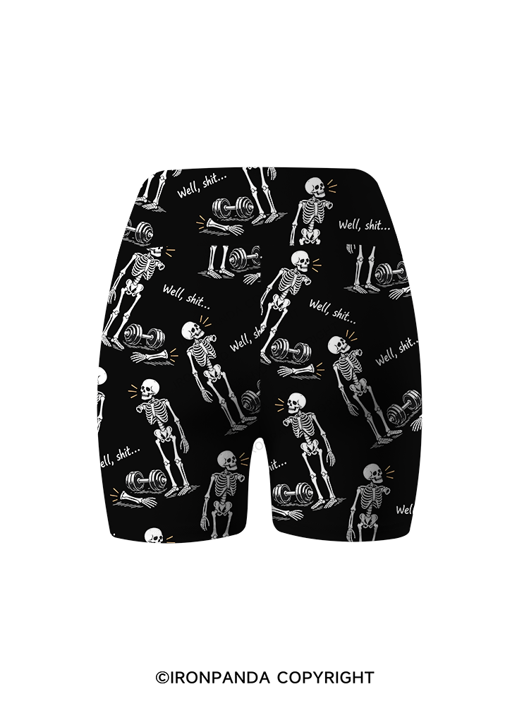Well Shit Skeleton Printed Yoga Cycling Shorts