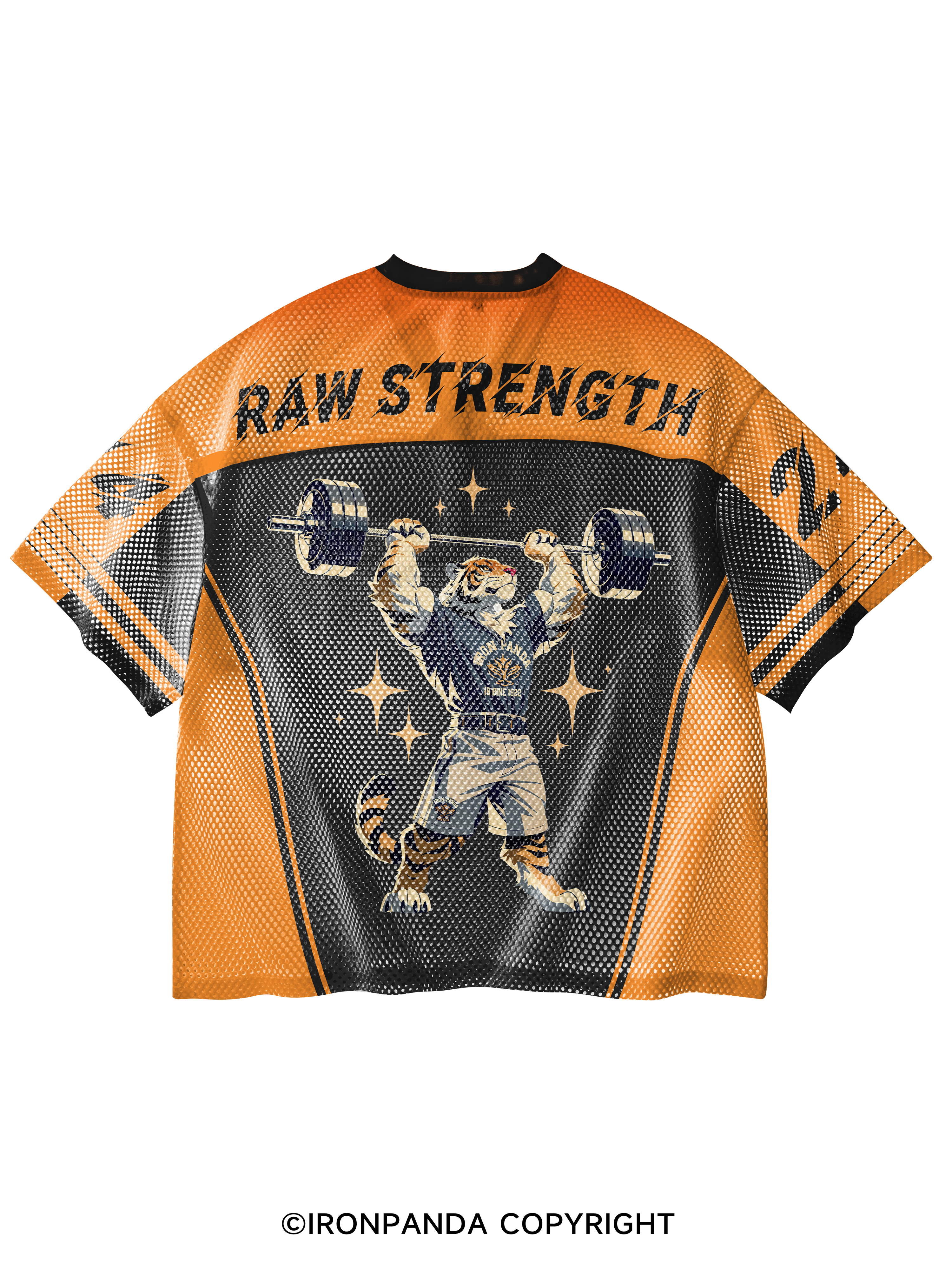 tiger at gym V-Neck Open Hole Mesh Top