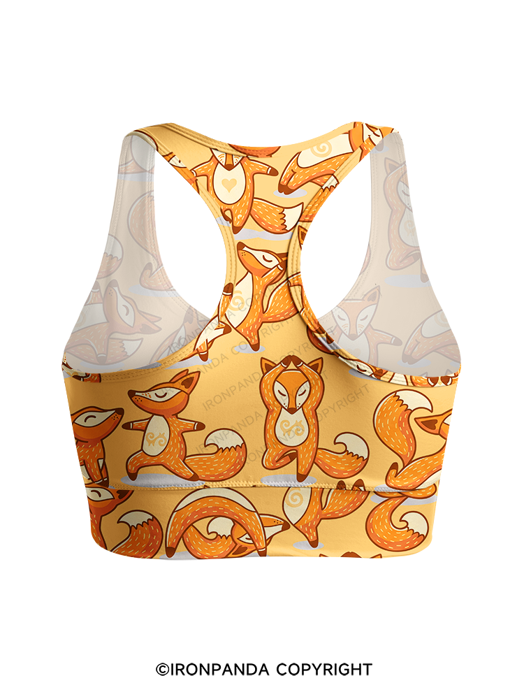 YOGA FOXES IN THE WARM MORNING SUN Racerback Sports Bra