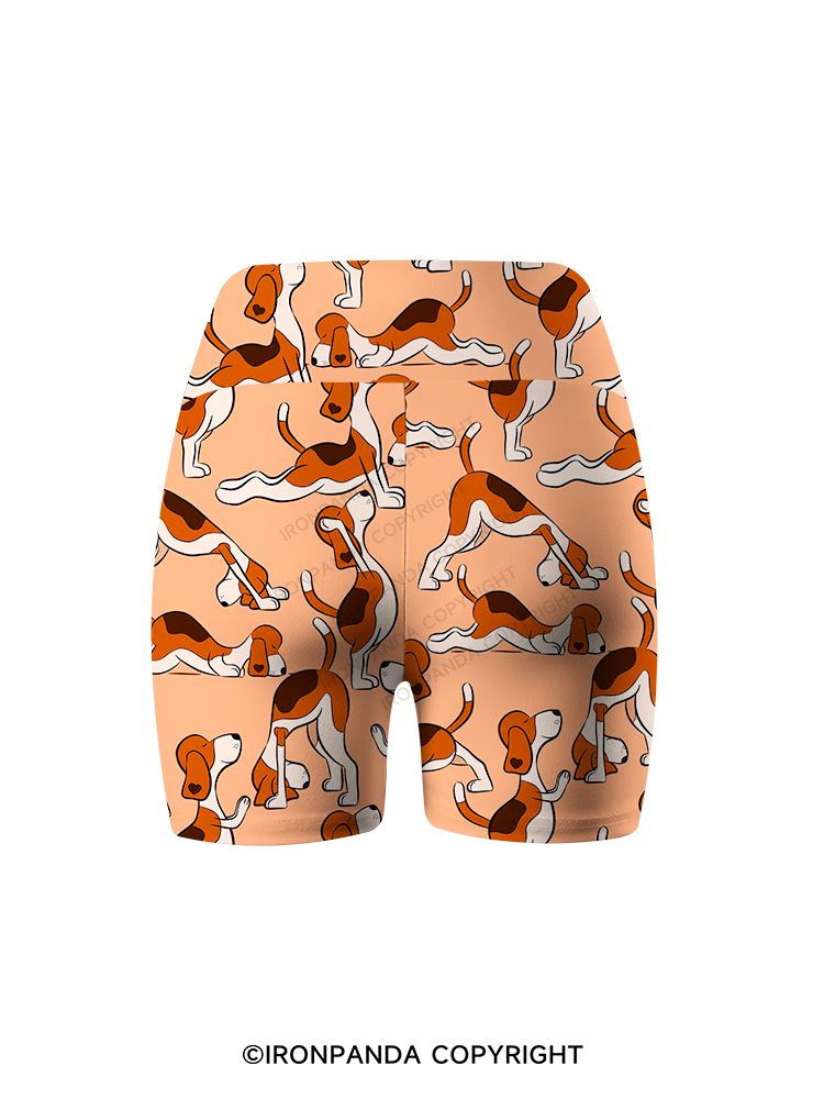 DOGGIE MEDITATION AND STRETCHING Printed Yoga Cycling Shorts