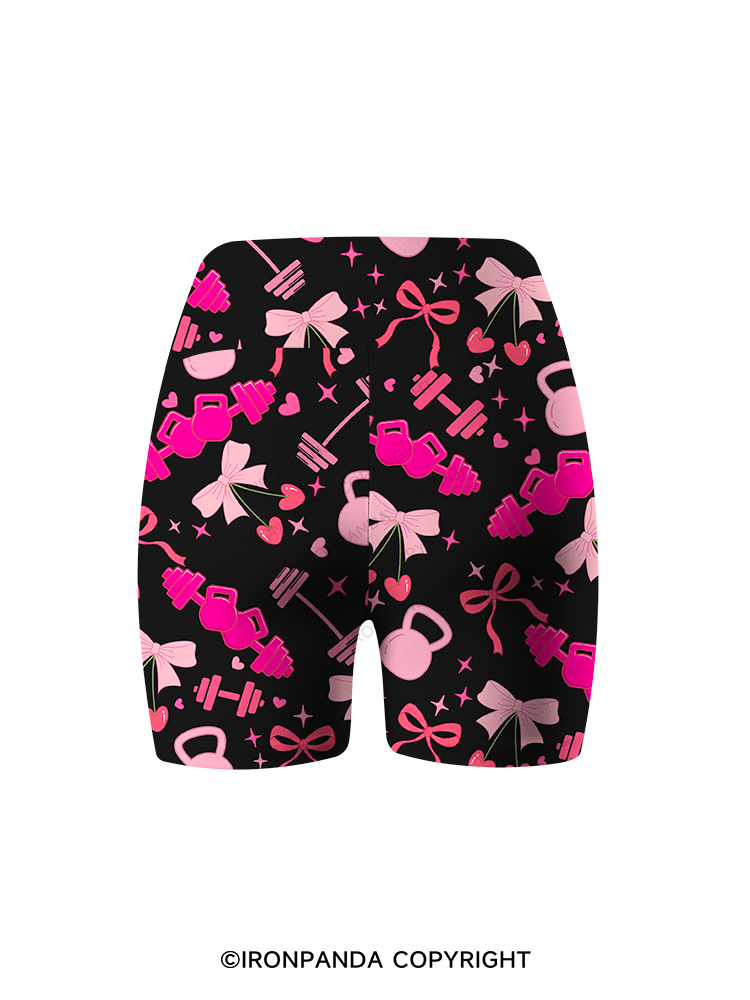 PINK POWER SWEETHEART Printed Yoga Cycling Shorts