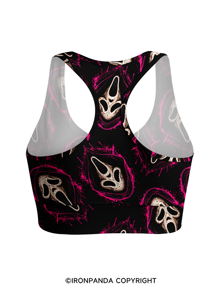 Ghost face Racerback Sports Bra