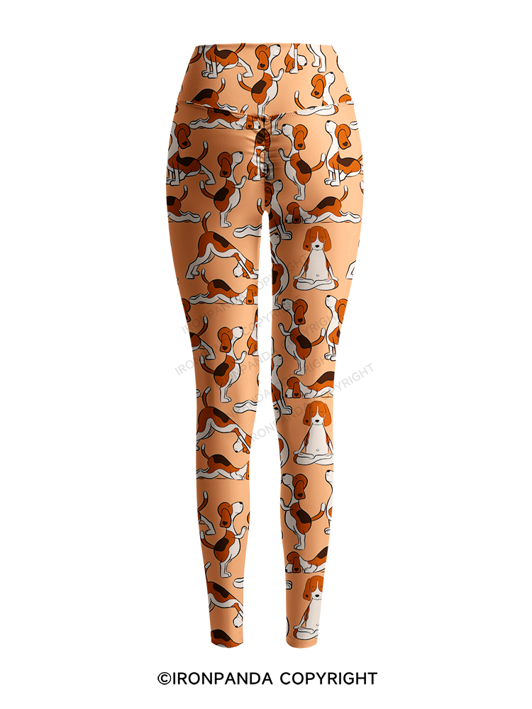 DOGGIE MEDITATION AND STRETCHING Printed Yoga Pants