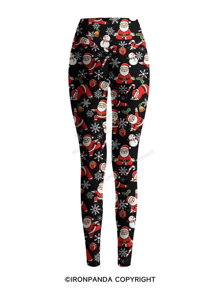 Santa Claus Yoga Poses Printed Yoga Pants