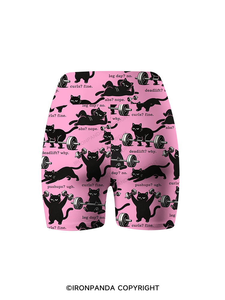 Funny Gym Cat Yoga Printed Yoga Cycling Shorts