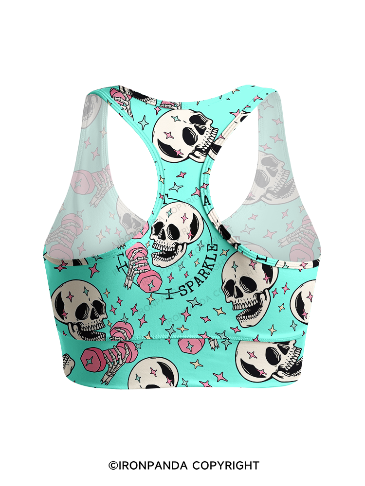 I DON'T SWEAT I SPARKLE Racerback Sports Bra
