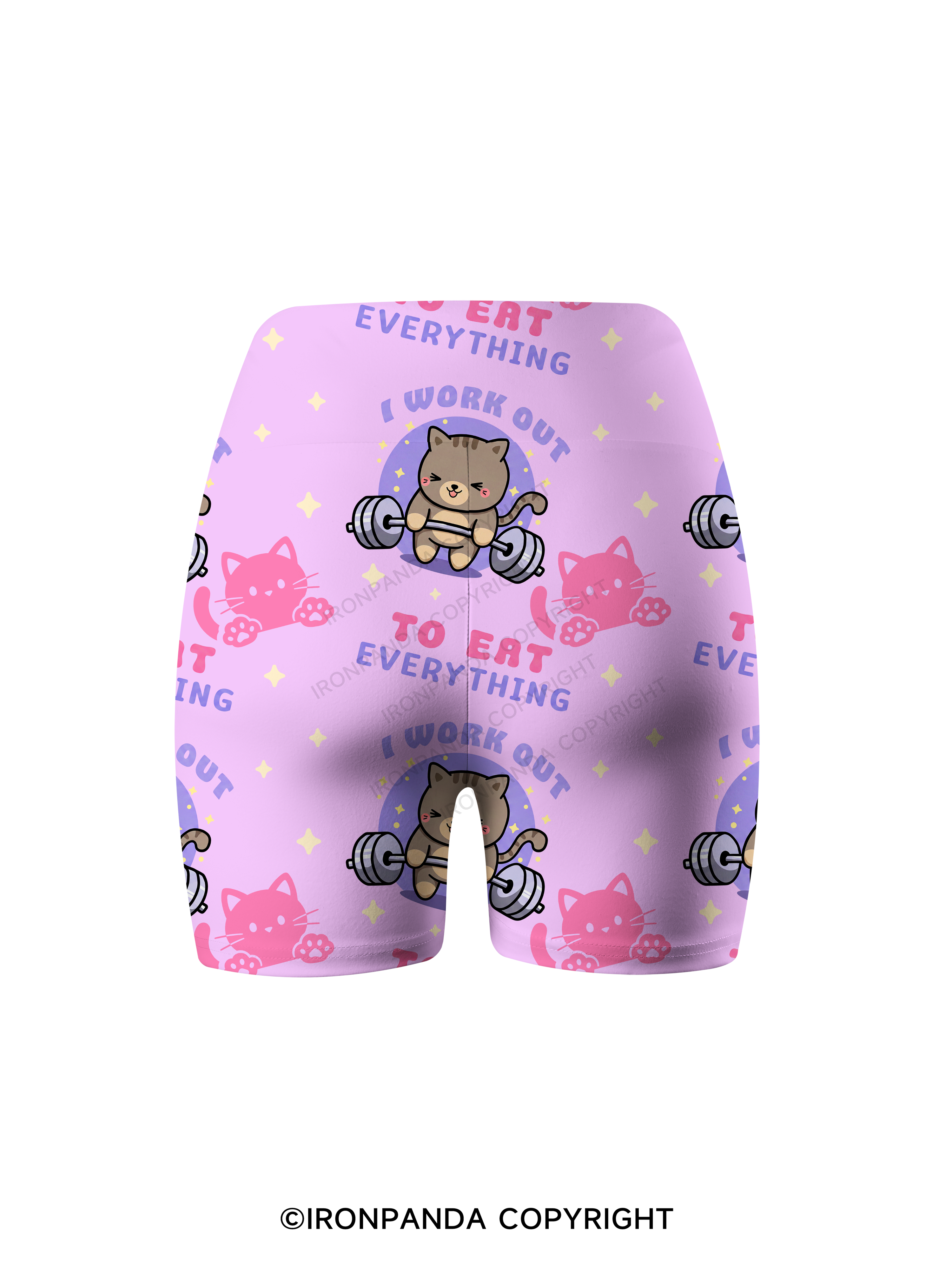 I WORK OUT TO EAT EVERYTHING Printed Yoga Cycling Shorts