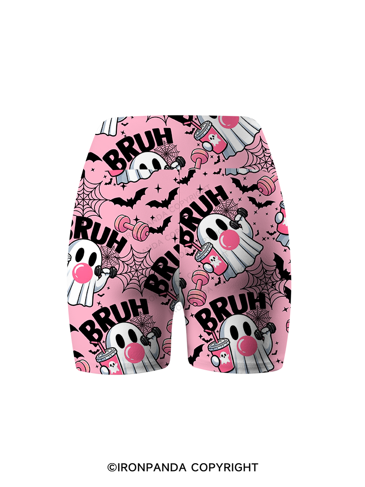 Bruh Ghost Workout Printed Yoga Cycling Shorts