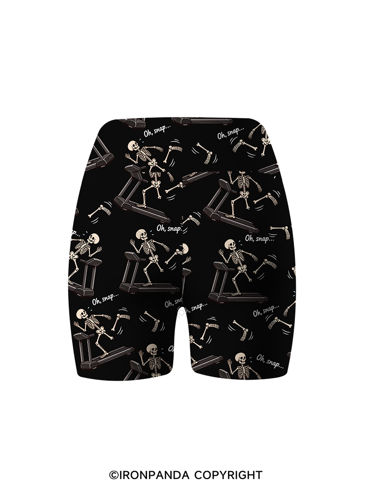 Oh Snap Funny Skeleton Printed Yoga Cycling Shorts