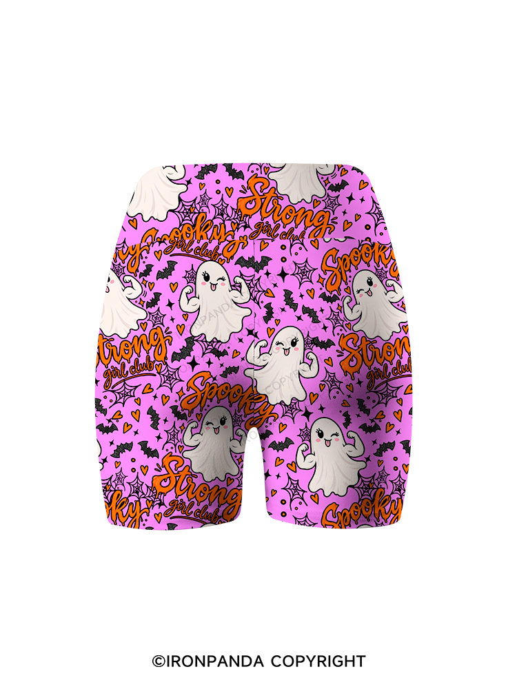 spooky strong girl club Printed Yoga Cycling Shorts