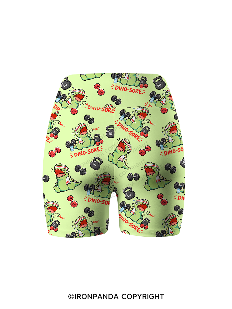 DINO-SORE GYM Printed Yoga Cycling Shorts