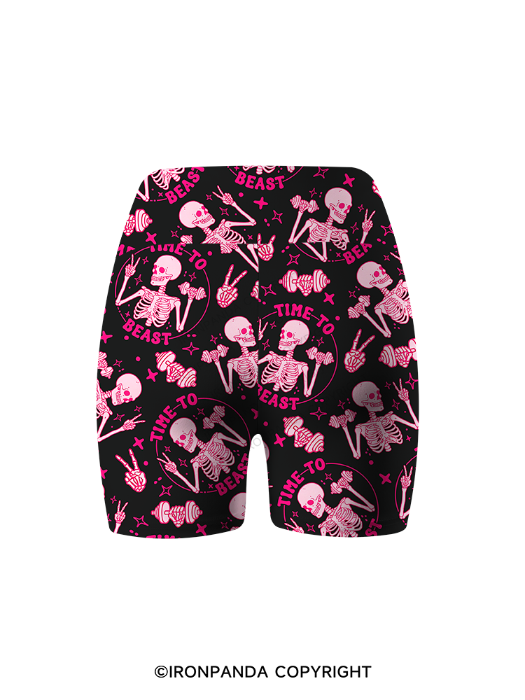 TIME TO BEAST Printed Yoga Cycling Shorts