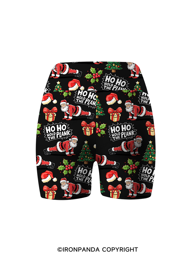 Ho Ho Hold the Plank Printed Yoga Cycling Shorts