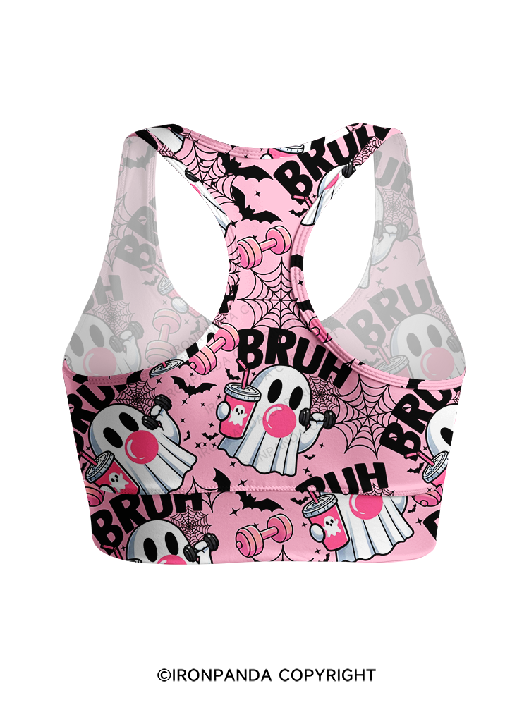 Bruh Ghost Workout Racerback Sports Bra