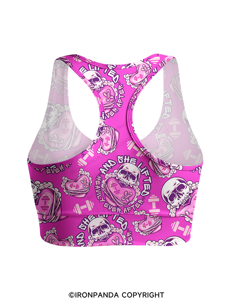 And She Lifted Heavily Ever After Racerback Sports Bra