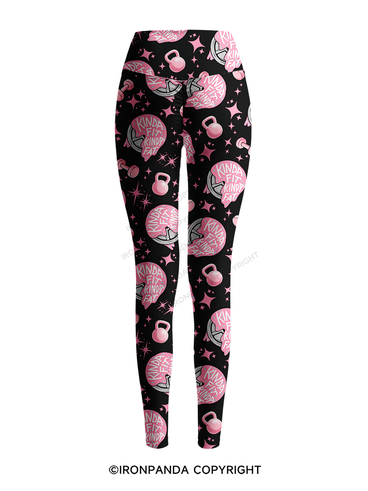 KINDA FIT KINDA FAT DONUT PLATE Printed Yoga Pants