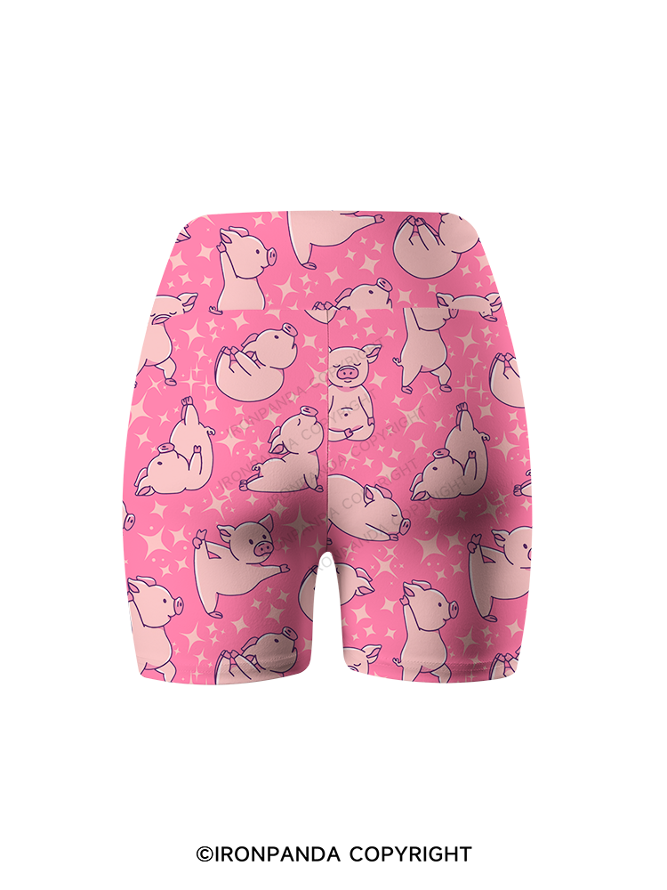 YOGA PIGS Printed Yoga Cycling Shorts