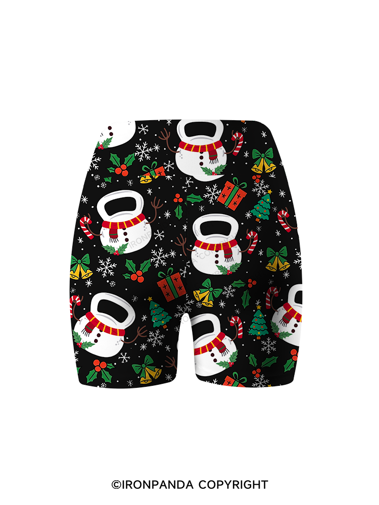 Frosty Kettlebell Printed Yoga Cycling Shorts