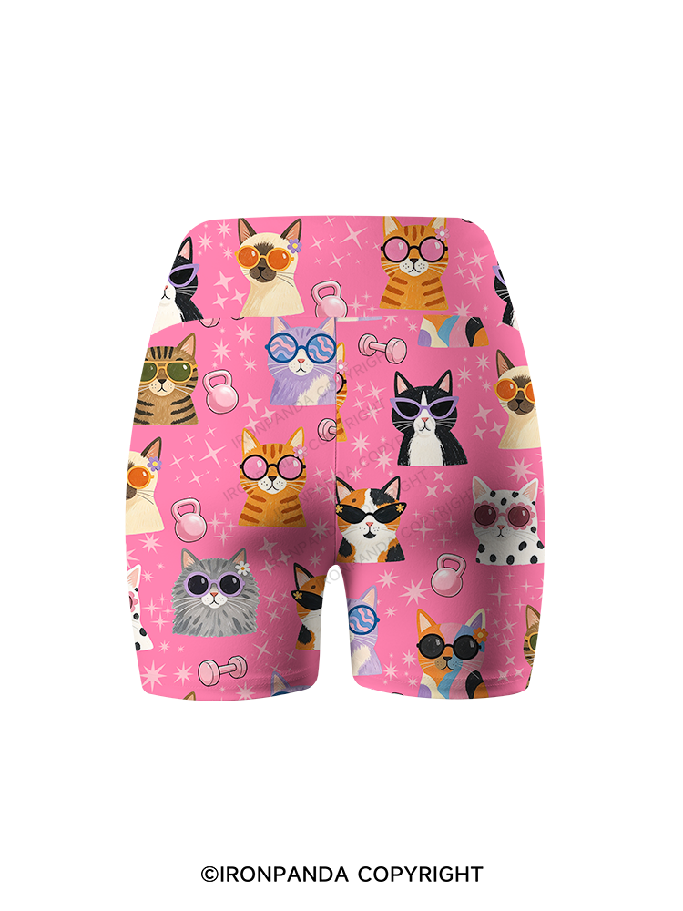 COOL CATS FITNESS PARTY Yoga Printed Yoga Cycling Shorts
