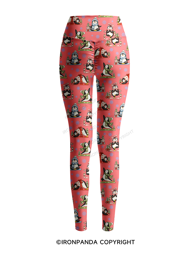 Cute Christmas Yoga Penguin Printed Yoga Pants